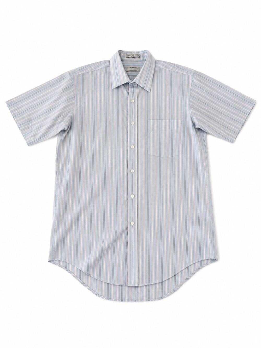 Arrow Bradstreet Men’s Large Blue Striped Short Sleeve Button Up Shirt USA